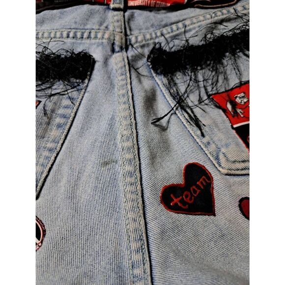 Vintage Handmade Denim Blue Jean UGA Georgia Bulldog Booty Bag Upcycle Purse - Picture 8 of 10
